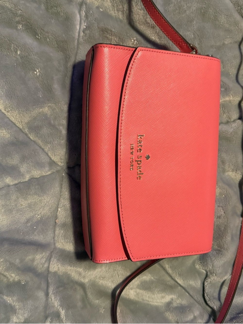 kate spade Coral-Pink Saffiano Crossbody with Gold Logo